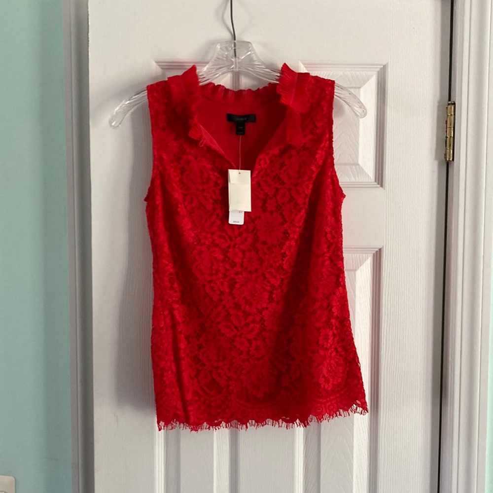 J Crew lace tank with ruffle